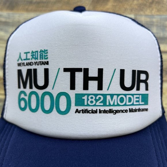 Alien MU/TH/UR 6000 Mens Trucker Hat Navy Snapback Adjustable AI Mainframe Cap - Picture 3 of 8